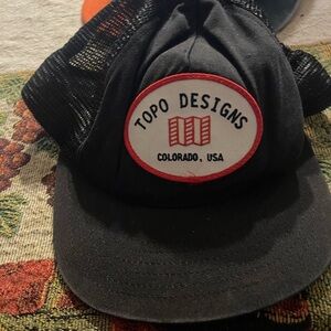 Topo Designs Hat Snapback Trucker Logo USA Made Black Patch Outdoor Cap